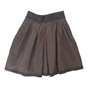 Cotélac Box Pleat Virgin Wool and Linen A Line Skirt w/ Pockets